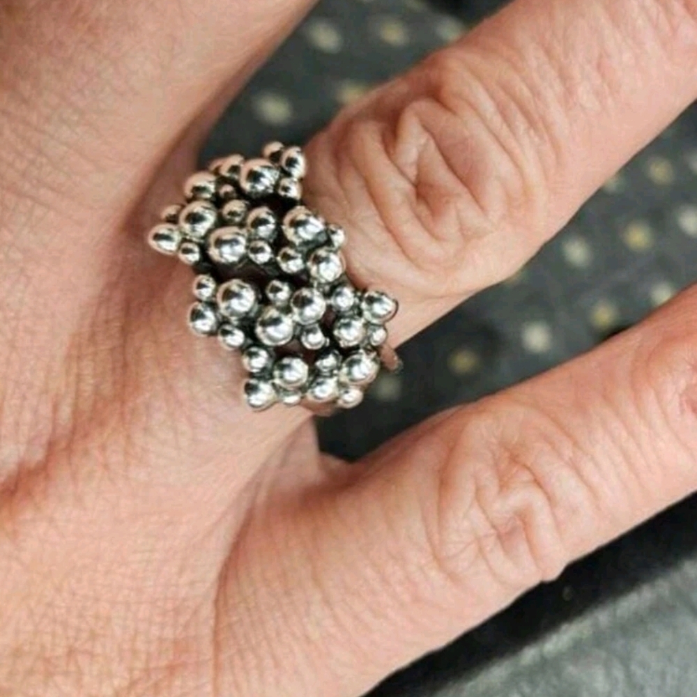 Silver Bubble Cluster Ring - image 4